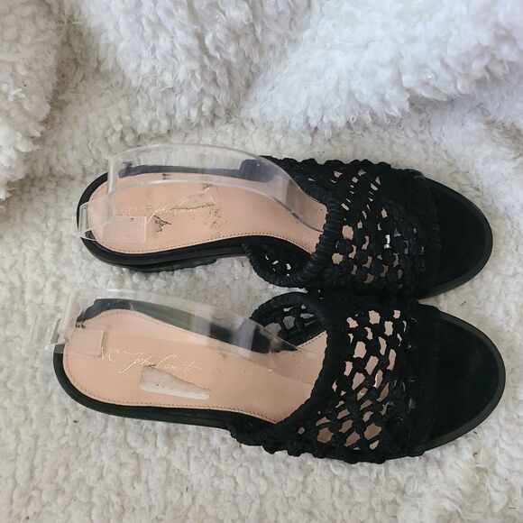 VC John Camuto Lazer Black Leather Knotted Mule Sandals sz 9 - Picture 2 of 7